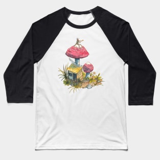 Little fairy on a mushroom - traditional watercolor painting Baseball T-Shirt